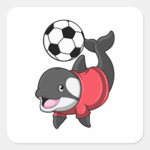 Sticker Carré Killerwhale comme joueur de football avec Soccer