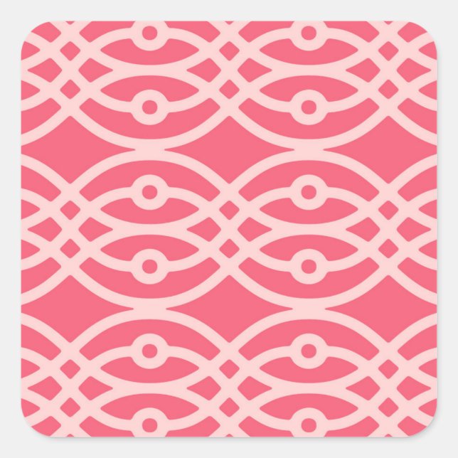 Sticker Carré Kimono imprimé, corail rose profond (Devant)