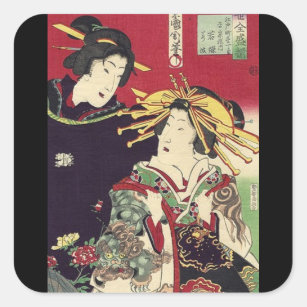 Sticker Carré kimono japonais geisha