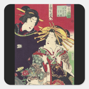 Sticker Carré kimono japonais geisha