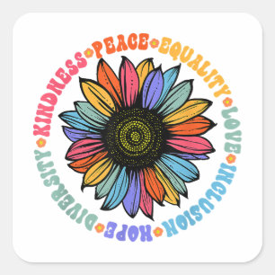 Sticker Carré Kindness Peace Equality Love Hope Diversity Human