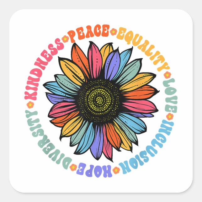 Sticker Carré Kindness Peace Equality Love Hope Diversity Human (Devant)