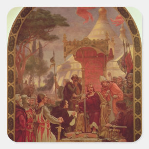 Sticker Carré King John Granting the Magna Carta en 1215, 1900