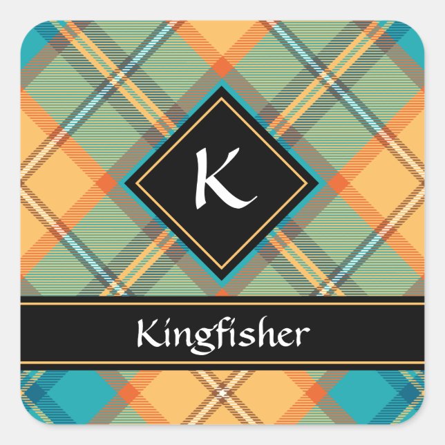 Sticker Carré Kingfisher Tartan (Devant)