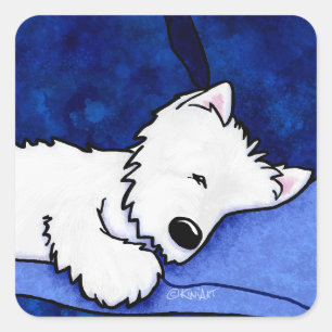 Sticker Carré KiniArt Chien fatigué Westie