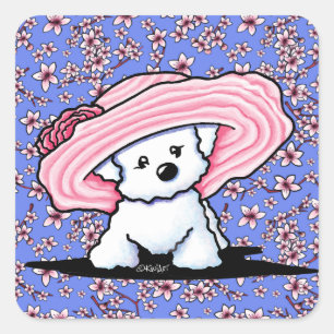 Sticker Carré KiniArt Chien Tired Bichon