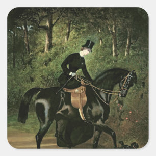Sticker Carré Kipler du cavalier sur son Black Mare