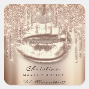 Sticker Carré Kiss Lips Maquillage Artiste Parties scintillant D