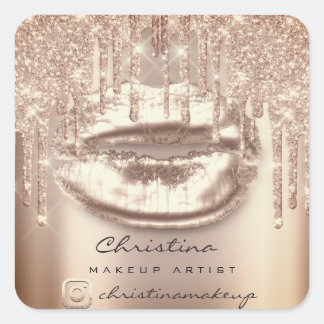 Sticker Carré Kiss Lips Maquillage Artiste Parties scintillant I