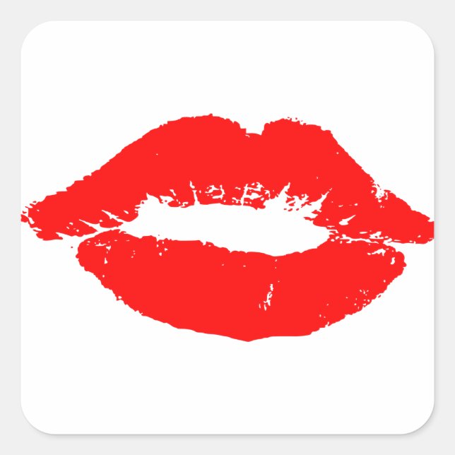 Sticker Carré Kiss Lips Red Lipstick Losion Passion Valentine (Devant)