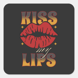 Sticker Carré Kiss my Lips - funny shirt - Rock 'N' Roll Postcar