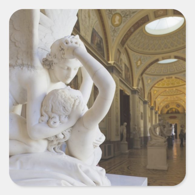 Sticker Carré Kiss of Cupid and Psyche, par Antonio Canova (Devant)