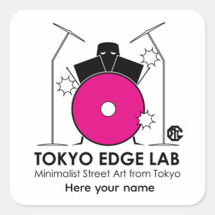 Sticker Carré Kit de batterie minimaliste - Tokyo Edge Lab