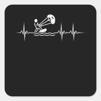 Sticker Carré Kitesurfing Pulse Kitesurfer Heartbeat Kiting