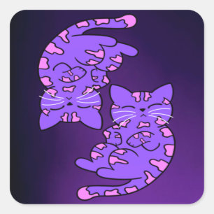 Sticker Carré Kittens de gemini violet