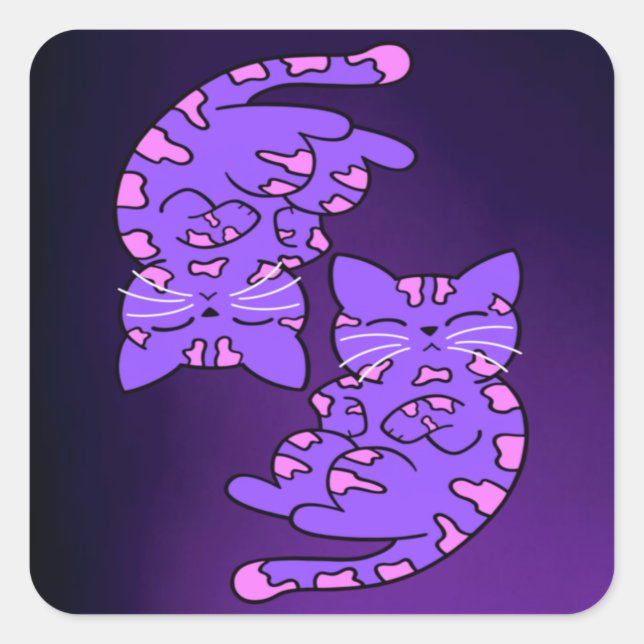 Sticker Carré Kittens de gemini violet (Devant)