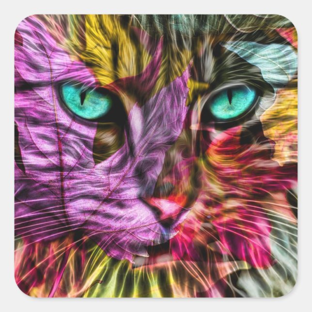 Sticker Carré Kitty Chat Kitten Design artistique (Devant)