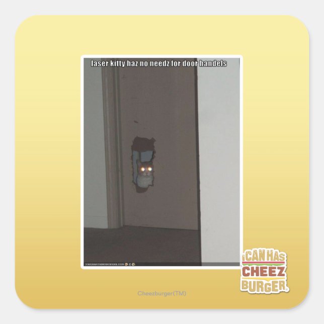Sticker Carré Kitty laser (Devant)