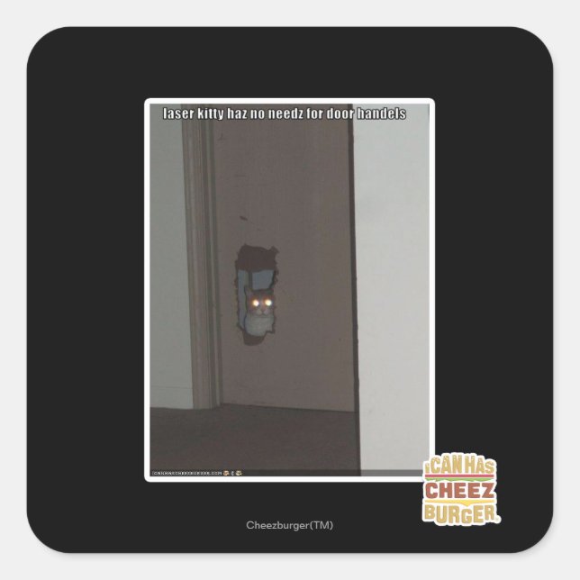 Sticker Carré Kitty laser (Devant)