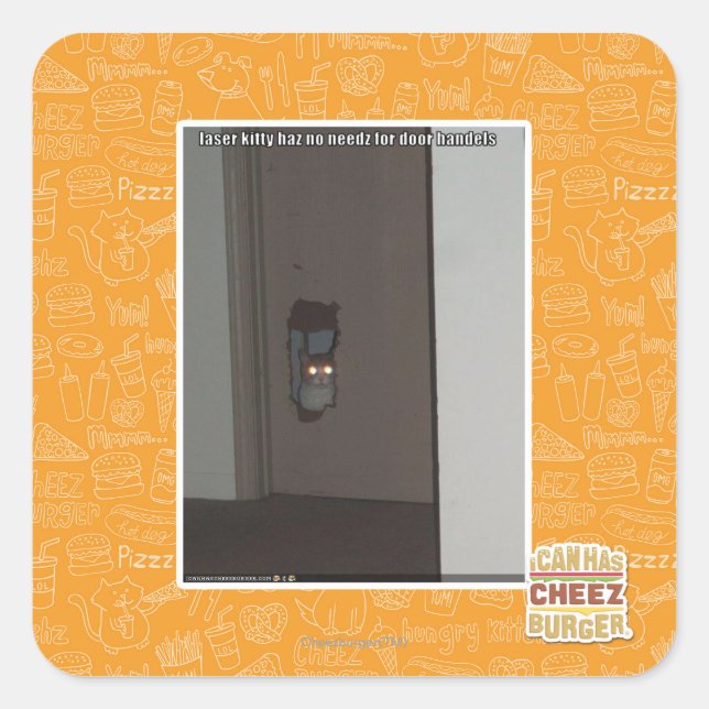 Sticker Carré Kitty laser (Devant)