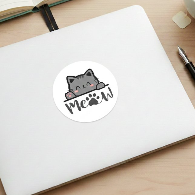 Sticker Carré Kitty Meorable Meow Cute Cat Design (Créateur téléchargé)