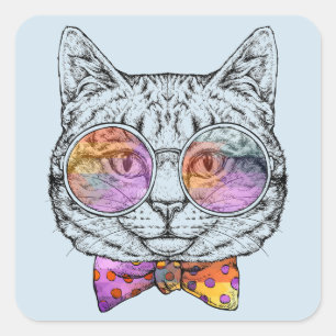 Sticker Carré Kitty sage KAT
