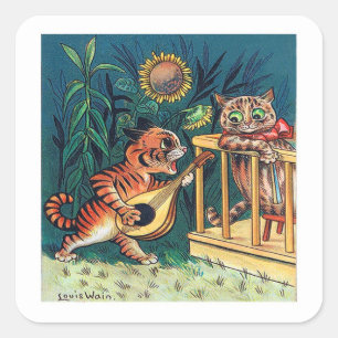 Sticker Carré Kitty Serenade par Louis Wain