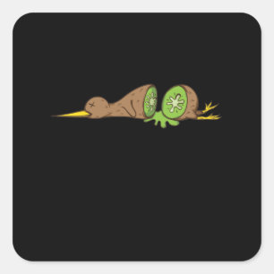 Sticker Carré Kiwi Vogel coupée comme un kiwiki