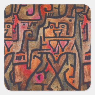 Sticker Carré Klee Expressionniste Forêt Abstraite Art Moderne