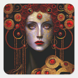 Sticker Carré Klimt Inspirée Déesse Reine