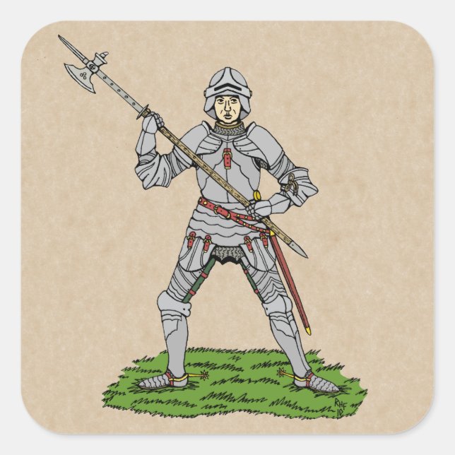 Sticker Carré Knight anglais du XVe siècle (Devant)