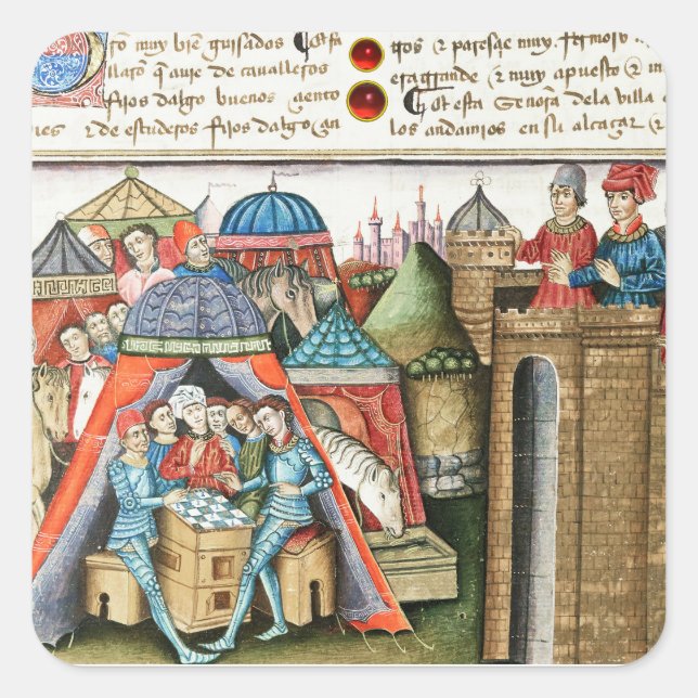 Sticker Carré Knight Cifar Watches the Enemy Camp Play Chess  (Devant)