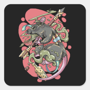 Sticker Carré Knight Rat