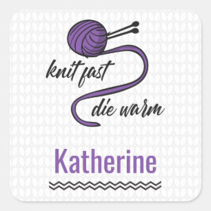 Sticker Carré Knit Violet Rapide, Mourir Chaud