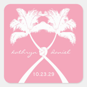 Sticker Carré Knot Palm Trees Plage Mariage tropical Moderne Chi