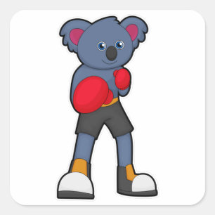 Sticker Carré Koala à Boxing avec gants de boxe