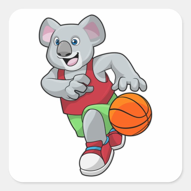 Sticker Carré Koala au Basketball Sports (Devant)