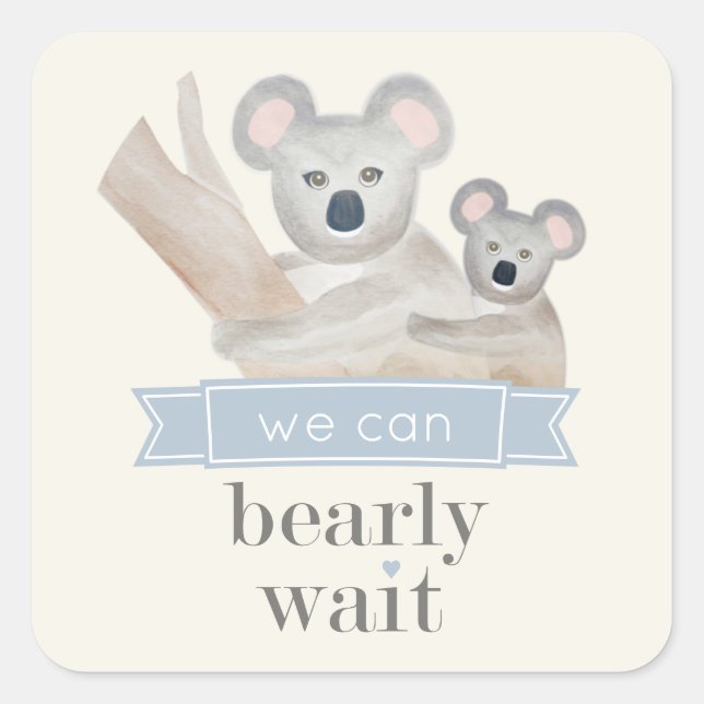Sticker Carré Koala Bear Nous pouvons éteindre le Baby shower d' (Devant)