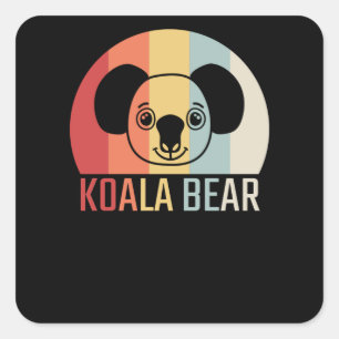 Sticker Carré Koala Bear Retro