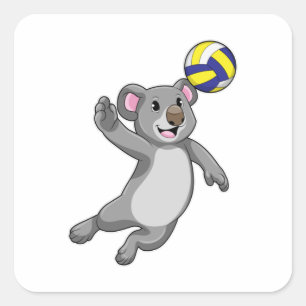 Sticker Carré Koala comme joueur de volleyball avec volleyball