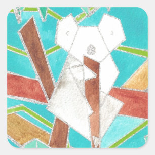 Sticker Carré Koala dans l'arbre, Art abstrait original