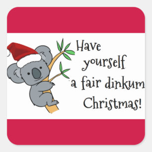 Sticker Carré Koala de Père Noël - Dinkum juste