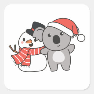 Sticker Carré Koala With Snowman