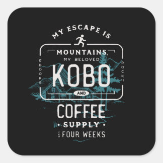 Sticker Carré Kobo, coffee et Mountains