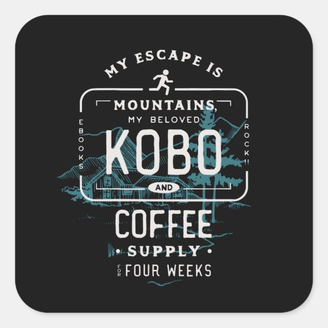 Sticker Carré Kobo, coffee et Mountains (Devant)