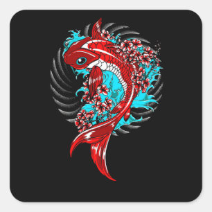 Sticker Carré Koi Fish
