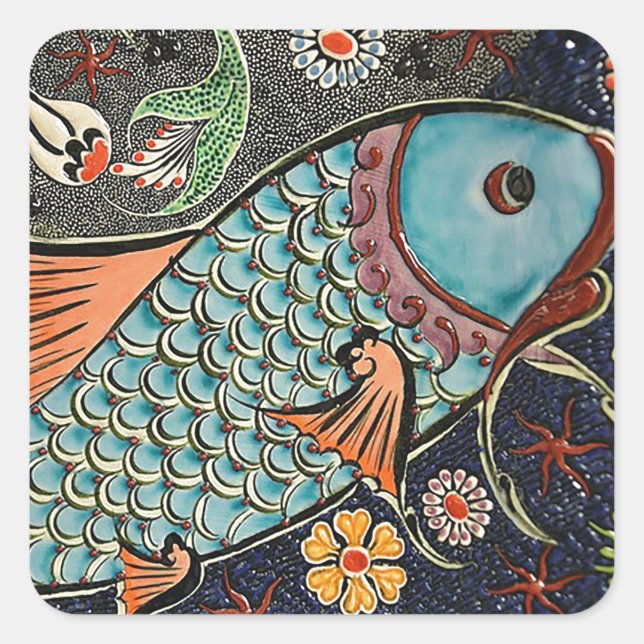 Sticker Carré Koi Mosaic (Devant)