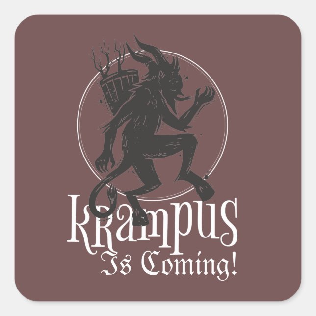 Sticker Carré Krampus arrive Noël (Devant)