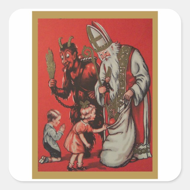 Sticker Carré Krampus et Père Noël - Krampus Vintage (Devant)