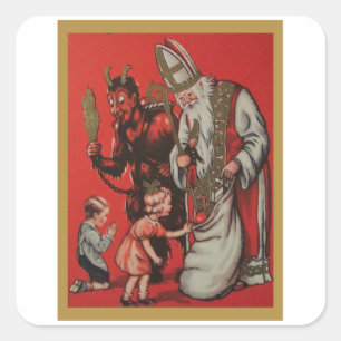 Sticker Carré Krampus et Père Noël - Krampus Vintage